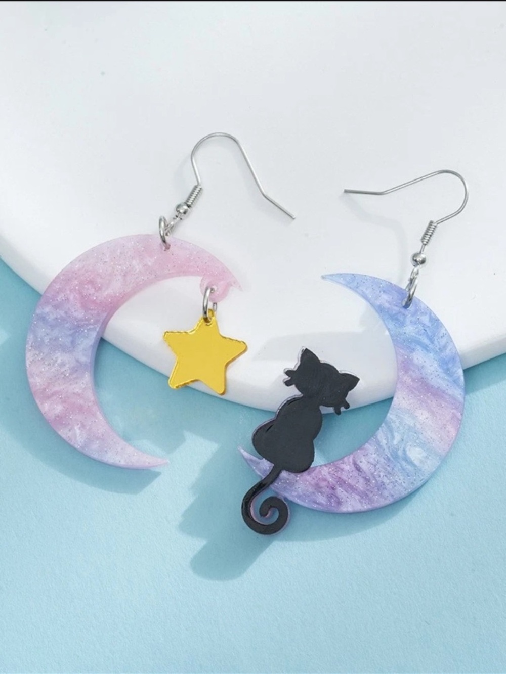 Unbranded purple multicolored & Black Cat Dangle Earrings Pets & Fans NEW NWT